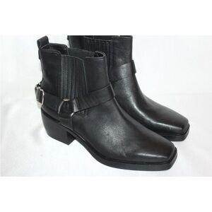 New! Sam Edelman Black Leather Bellamie Harness Moto Biker Boots